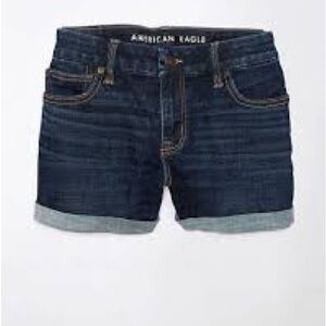 American Eagle Ne(x)t Level Denim Midi Shorts Size 18 Dark Blue Stretch Cuffed